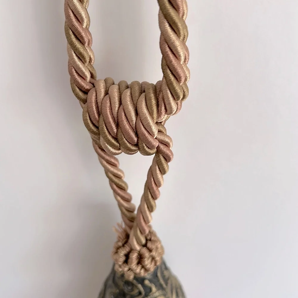 Large Brown Vintage Tassel Tieback Rope Beads Decorative Curtain  Drapery
